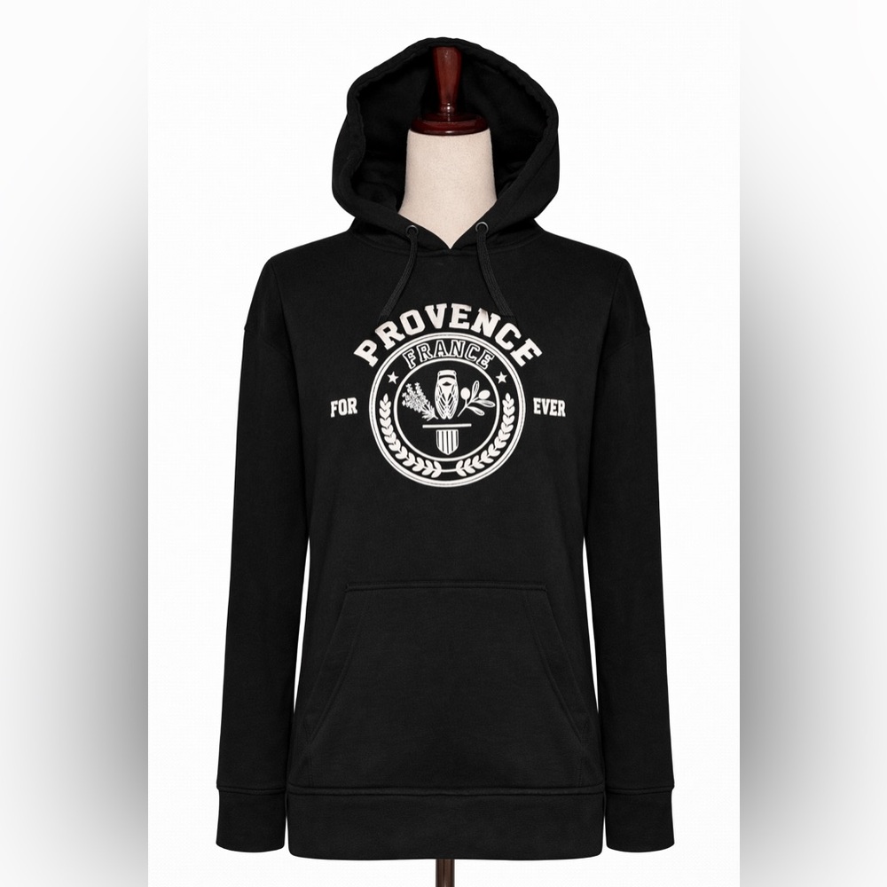 Provence France black & white sweatshirt hoodie.  M